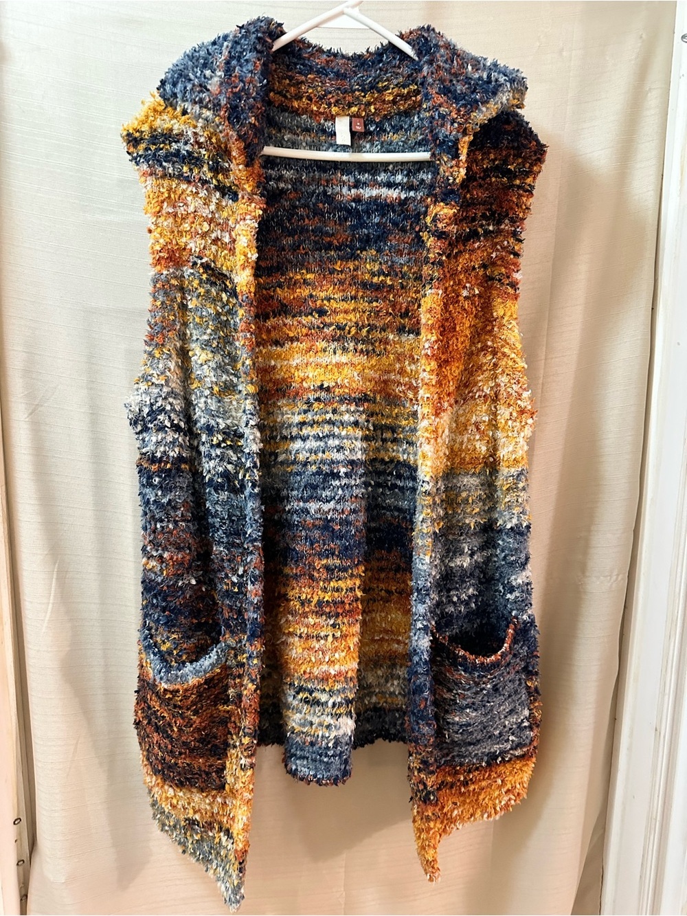 Pilcro Fuzzy Knit Open Front Sweater Vest Pockets Boho Cozy Medium - Picture 1 of 8